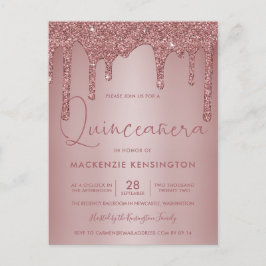 Rose Gold Sparkle Glitzer Tropfen Quinceañera Postkarte