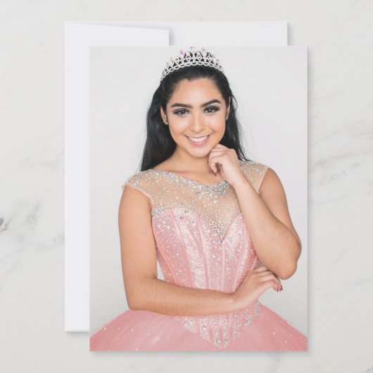 Rose Gold Sparkle Glitzer Tropfen Quinceañera Save The Date (Rückseite)