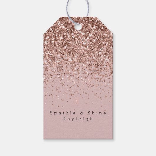 Rose Gold Sparkle Imitats Glitzer Geschenkanhänger (Vorderseite)