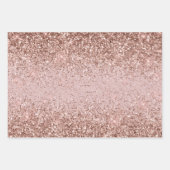 Rose Gold Sparkle Imitats Glitzer Geschenkpapier Set (Vorderseite 3)