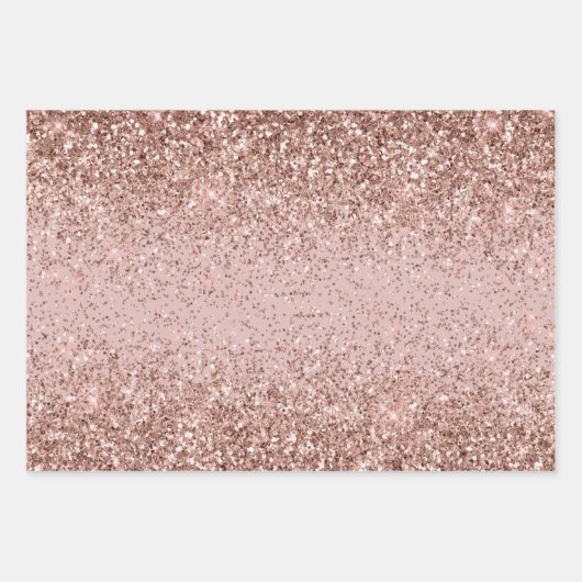 Rose Gold Sparkle Imitats Glitzer Geschenkpapier Set (Vorderseite 3)