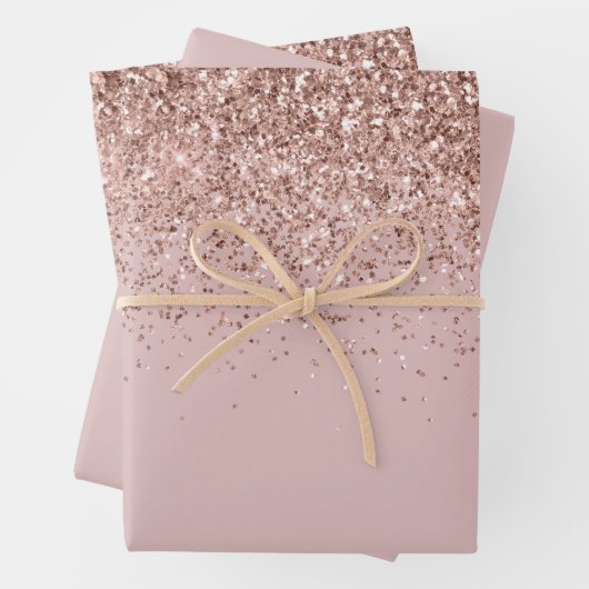 Rose Gold Sparkle Imitats Glitzer Geschenkpapier Set (Beispiel)