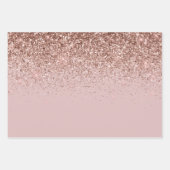 Rose Gold Sparkle Imitats Glitzer Geschenkpapier Set (Vorderseite)