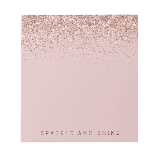 Rose Gold Sparkle Imitats Glitzer Notizblock (Vorderseite)