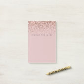 Rose Gold Sparkle Imitats Glitzer Post-it Klebezettel (Auf Schreibtisch)