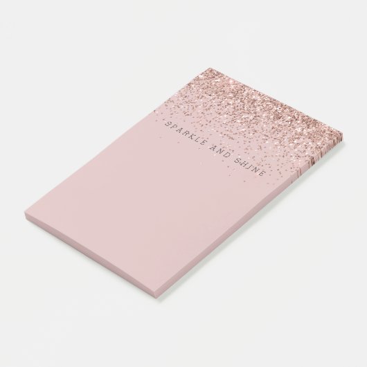 Rose Gold Sparkle Imitats Glitzer Post-it Klebezettel (angewinkelt)
