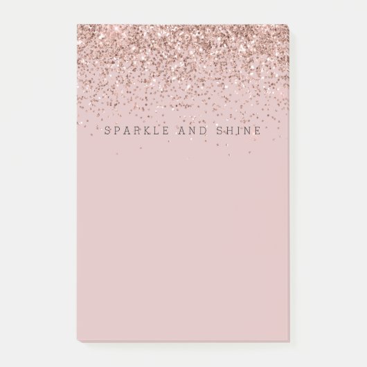 Rose Gold Sparkle Imitats Glitzer Post-it Klebezettel (Vorderseite)