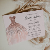 Rose Gold Sparkle Kleid Quinceanera Einladung