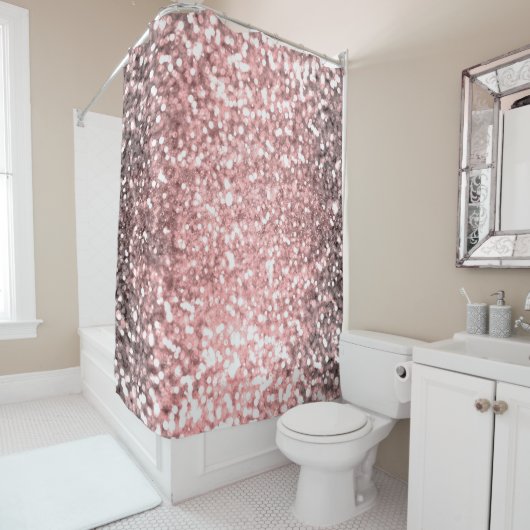 Rose Gold Sparkle Lights Girls Glittery Sparkly Duschvorhang (Beispiel)