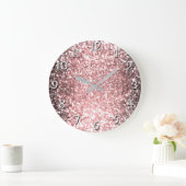 Rose Gold Sparkle Lights Girls Glittery Sparkly Große Wanduhr (Zuhause)