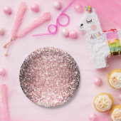 Rose Gold Sparkle Lights Girls Glittery Sparkly Pappteller (Party)