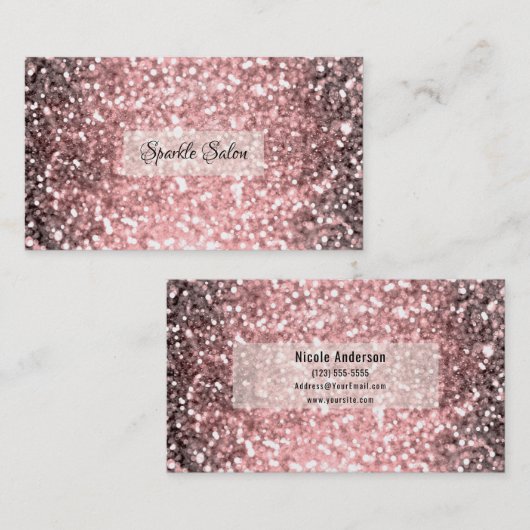 Rose Gold Sparkle Lights Glitzer Funkelnd Schönhei Visitenkarte (Vorne/Hinten)