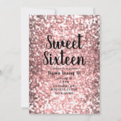Rose Gold Sparkle Lights Glitzer Funkelnd Sweet 16 Einladung (Vorderseite)