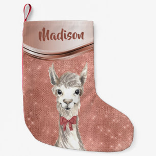 Rose Gold Sparkle Llama Hübsch Personalisiert Kleiner Weihnachtsstrumpf
