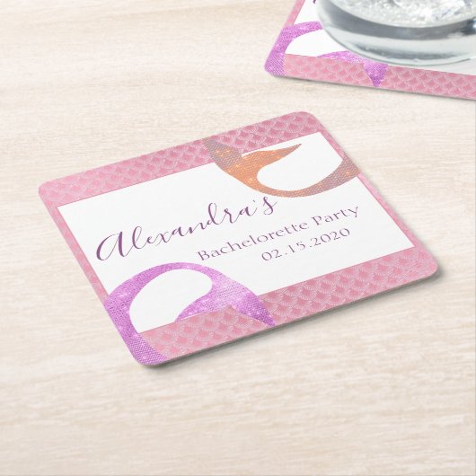 Rose Gold Sparkle Meerjungfrau Junggeselinnen-Absc Rechteckiger Pappuntersetzer (angewinkelt)