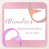 Rose Gold Sparkle Meerjungfrau Junggeselinnen-Absc Rechteckiger Pappuntersetzer (Vorderseite)