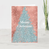 Rose Gold Sparkle Minze Glitzer Tree Karte (Vorderseite)