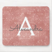 Rose Gold Sparkle Monogram Name Mousepad (Vorne)
