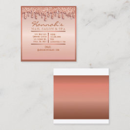 Rose Gold Sparkle Nail Salon Wellness-Center Glitz Quadratische Visitenkarte