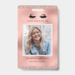 Rose Gold Sparkle Salon Logo Foto Stylist ID Ausweis