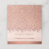 Rose Gold Sparkle Tropfen TischEscort Card Platzkarte (Außenseite Aufgefaltet)