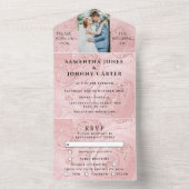 Rose Gold Sparkle UAWG Elegantes Foto Hochzeit All In One Einladung (Innen Boden)