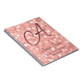 Rose Gold Sparkles Monogram Academic Year School Notizblock (Rechte Seite)