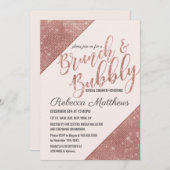 Rose Gold Sparkling Glitzer Sequin Brunch Bubbly Einladung (Vorne/Hinten)