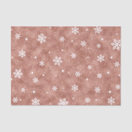 Rose Gold Sparkling Stars Snowflakes Muster Seidenpapier (Vorderseite)