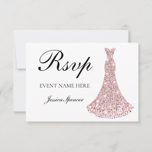 Rose Gold Sparklover ganzjährig / Bridal UAWG RSVP Karte (Vorderseite)