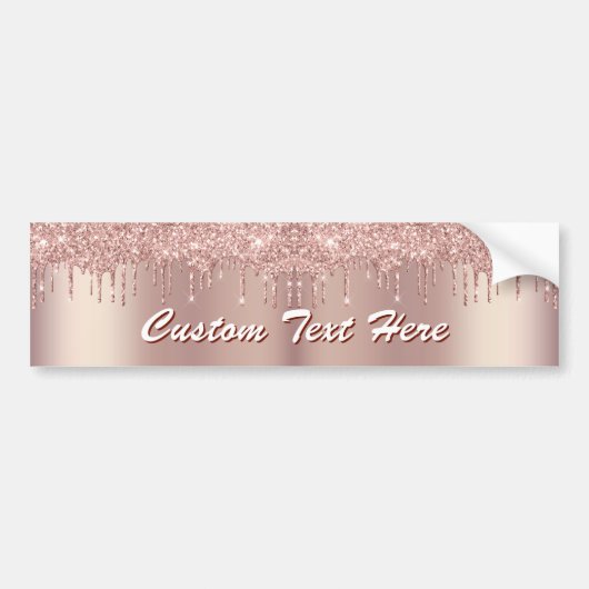 Rose Gold Sparkly Bumper Sticker with Custom Text Autoaufkleber (Vorne)