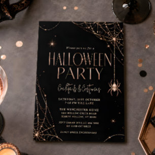 Rose Gold Spinnennetz Halloween-Party Einladung