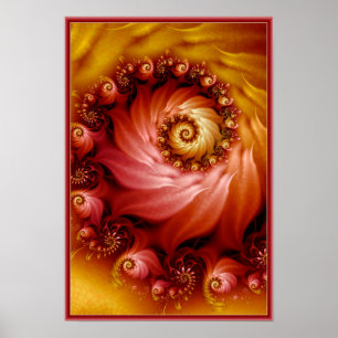 Rose Gold Spirale Blume Poster