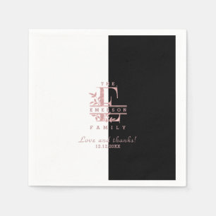 Rose Gold Split Custom Monogram E F G H I J Serviette
