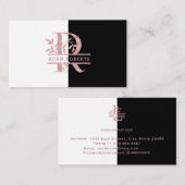 Rose Gold Split Custom Monogram Letter R Q S T U Visitenkarte (Vorne/Hinten)