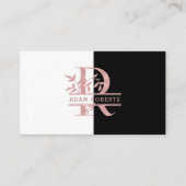 Rose Gold Split Custom Monogram Letter R Q S T U Visitenkarte (Vorderseite)