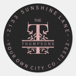 Rose Gold Split Custom Monogram T U W Y X Z Runder Aufkleber