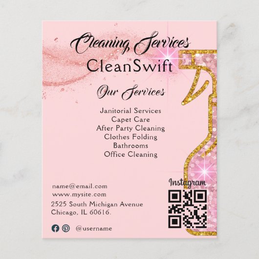 Rose Gold Spray Reinigungshaus Reinigung Flyer (Vorne)