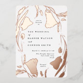 Rose Gold Spring Boho Wildblume Wedding Foto Folieneinladung (Vorderseite)