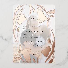 Rose Gold Spring Boho Wildblume Wedding Foto Folieneinladung