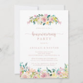 Rose Gold Spring Floral Housewarming Party Einladung (Vorderseite)