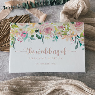 Rose Gold Spring Floral Wedding Gästebuch