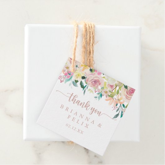 Rose Gold Spring Floral Wedding Geschenkanhänger (Beispiel)