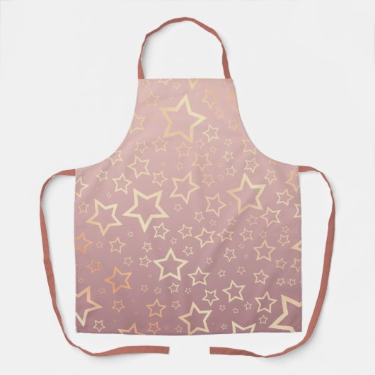 Rose Gold Sstars Muster Pink Metallic Holographic Schürze (Vorderseite)