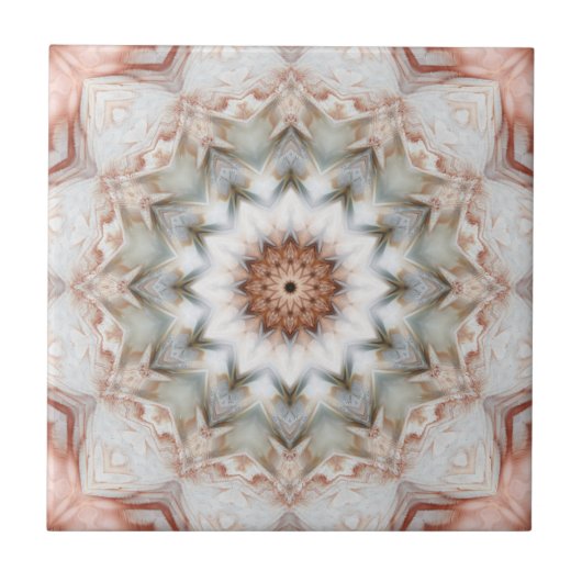 Rose Gold Star Feather Geometric Muster Tile Fliese (Vorderseite)