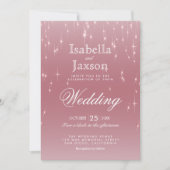 Rose Gold Star Lights Einladung (Vorderseite)