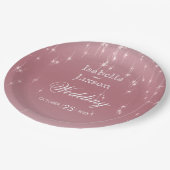 Rose Gold Star Lights Pappteller (Schrägansicht)