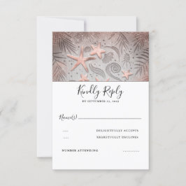 Rose Gold Starfish Beach Hochzeit UAWG RSVP Karte