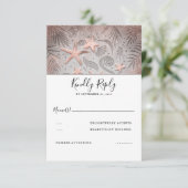 Rose Gold Starfish Beach Hochzeit UAWG RSVP Karte (Stehend Vorderseite)