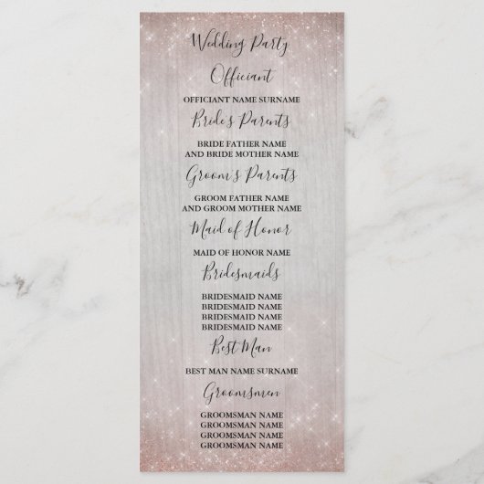 Rose Gold Starfish Couple Beach Hochzeitsprogramme Programm (Rückseite)